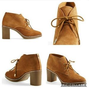 Tory Burch Shearling Chukka Booties Camel Brown